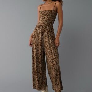 American Eagle Leopard Print Lounge Jumpsuit